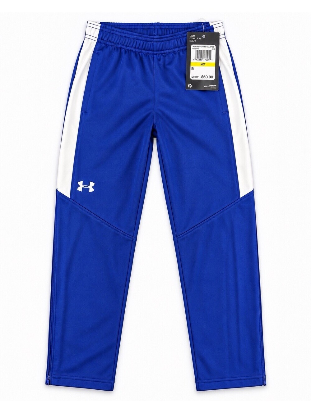 Under Armour Womens Rival Knit Track Pants Medium Tall Blue White NWT 1326775